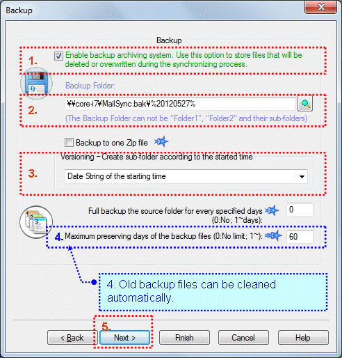 backup setting