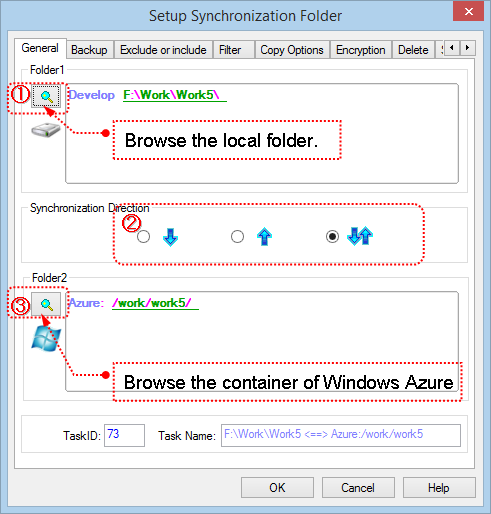 Configurer une tâche pour synchroniser Windows Azure