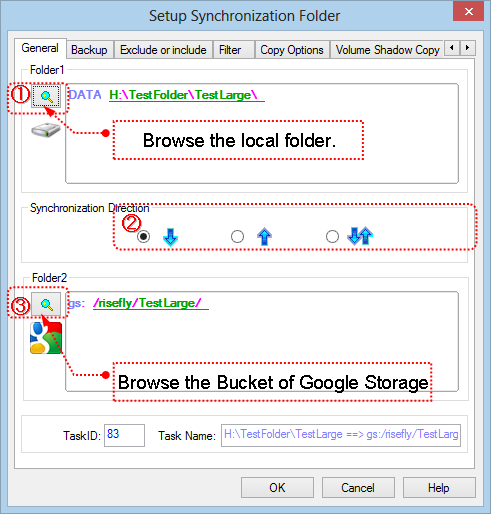 Setup Task to syncGoogle Storage